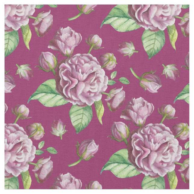 Tela Rosa Camellia Flowers Fabric (De cerca)