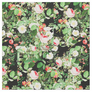 Tela Rosa De Impresión Floral Flores De Color Blanco Y 