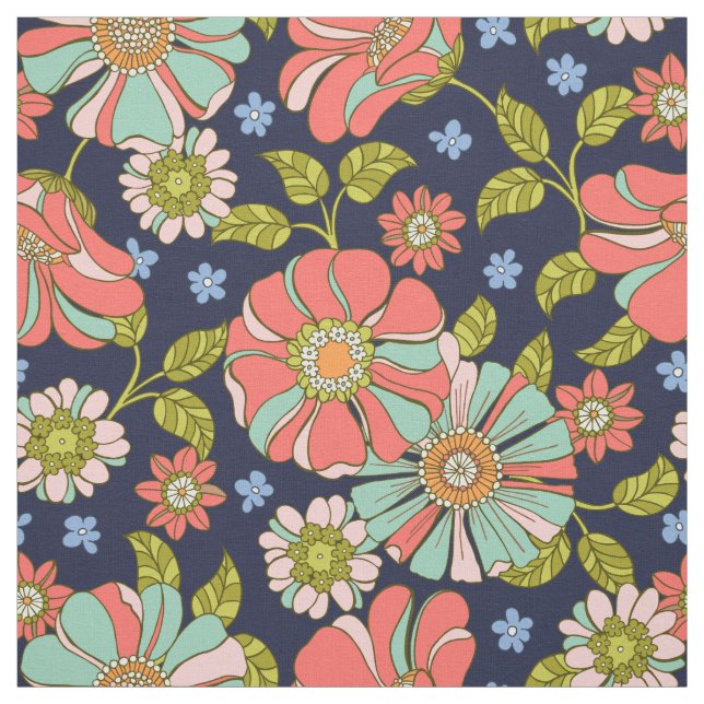 Tela Rosa de la Marina Floral Retro (Retal)