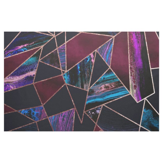 Tela Rosa Lujoso Gold Liquid Paint Marble Geométrico (Yarda)