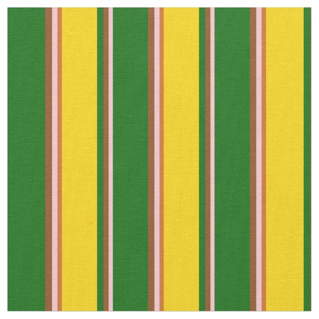 Tela Rosa, marrón, verde oscuro, amarillo y chocolate (De cerca)