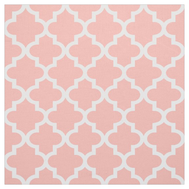 Tela Rosa Moderno y Blanco Patrón de Cuatrefoil (Retal)