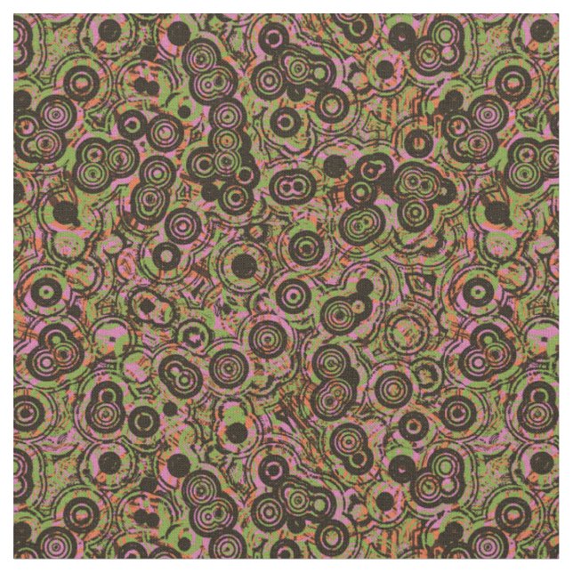 Tela rosa naranja verde negro geométrico (De cerca)