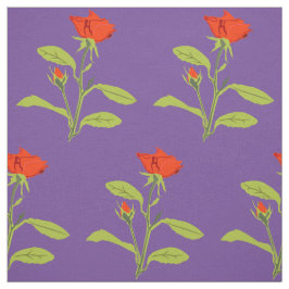 Tela Rosa naranja y hojas Bud