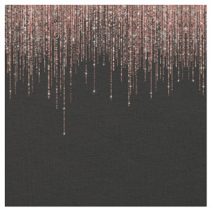 Tela Rosa negro de lujo Oro Sparkly Purpurina Fringe