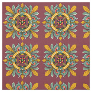 Tela Rosa oscuro diseño de mosaico victoriano