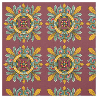 Tela Rosa oscuro diseño de mosaico victoriano