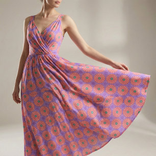 Tela Rosa Salmón Lavanda Púrpura Verde Turquesa Geométr