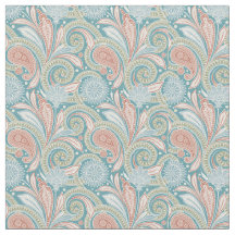 Rosa y azul Pastel Paisley Floral
