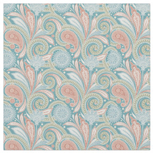 Tela Rosa y azul Pastel Paisley Floral