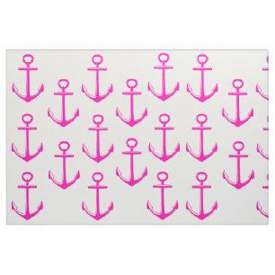 Tela Rosa y material náutico azul - anclas rosadas
