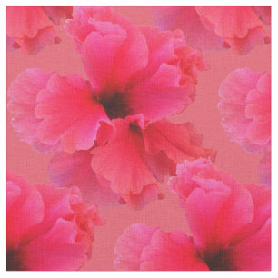 Tela rosada de la impresión floral del hibisco