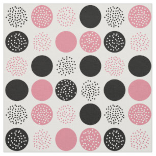 Tela rosada negra blanca de los puntos modernos de
