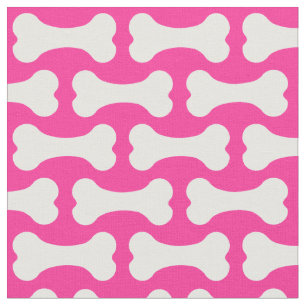 Tela rosada y blanca de los huesos de perro