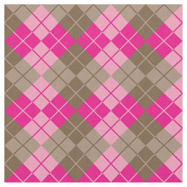 Tela Rosado-Brown Argyle (De cerca)