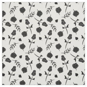 Tela Rosas blancos y negros Rosebud Floral Print