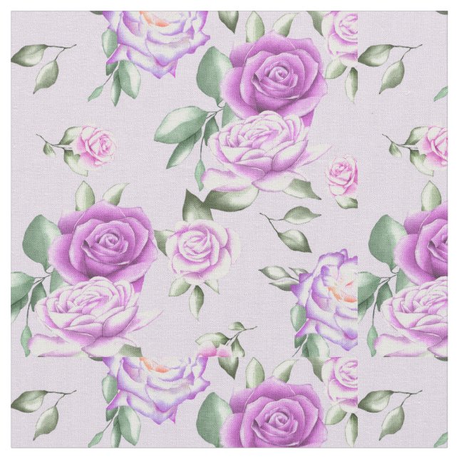 Tela Rosas de acuarela de Lavender (De cerca)