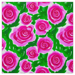 Tela Rosas de acuarela rosa de Fuchsia