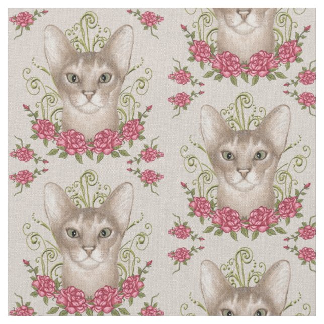 Tela Rosas de gato abisinio (De cerca)
