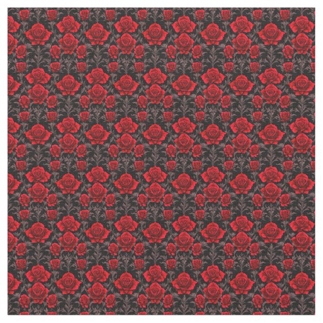 Tela Rosas de Gótico rojo y negro (De cerca)