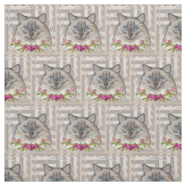 Tela Rosas de Ragdoll Cat (Retal)