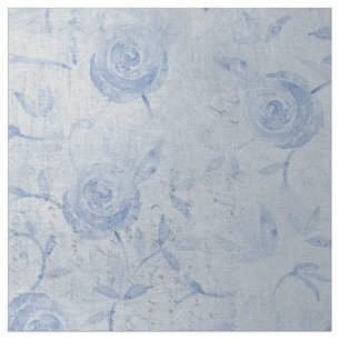 Tela Rosas Floral Blue Moda Silver Shimmer