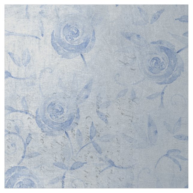 Tela Rosas Floral Blue Moda Silver Shimmer (De cerca)
