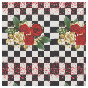 TELA ROSAS, FLORES, PATRÓN