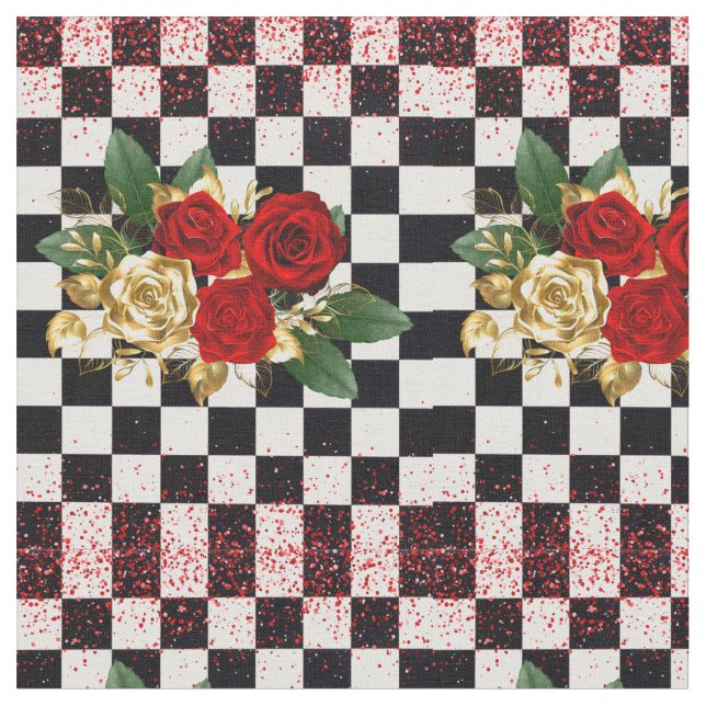 TELA ROSAS, FLORES, PATRÓN (De cerca)