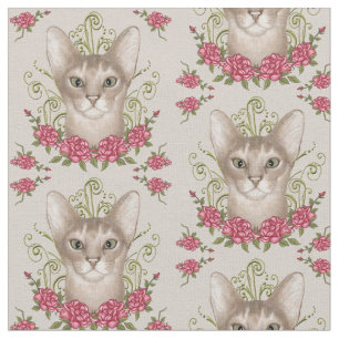 Tela Rosas gatos abisinos