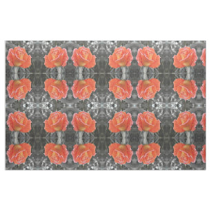 Tela rosas naranjas Tela, textil colorido de la casa