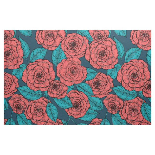 Tela Rosas rojas ("Cuarto gordo" (fat quarter))
