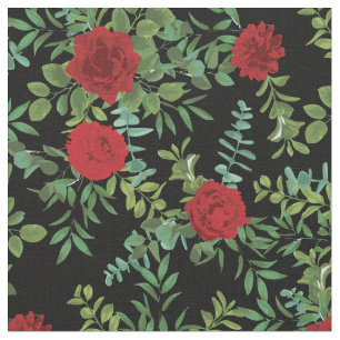 Tela Rosas Rojas Negras Florales Flores