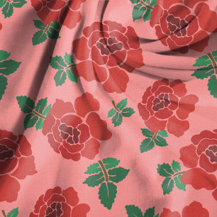 Tela Rosas Rojas Patrón Ilustrado Sin Costuras
