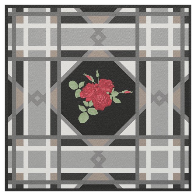Tela Rosas rojas, retro (Retal)