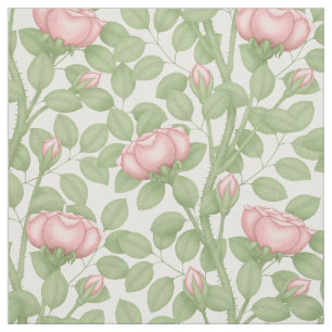 Tela Rosas rosadas sobre blanco (pequeña escala)