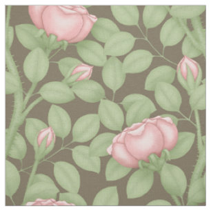 Tela Rosas rosadas sobre marrón (gran escala)