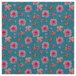 Tela Rosas rosadas sobre un fondo azul