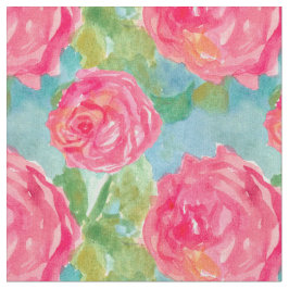 Tela Rosas rosados de col con flores acuáticas