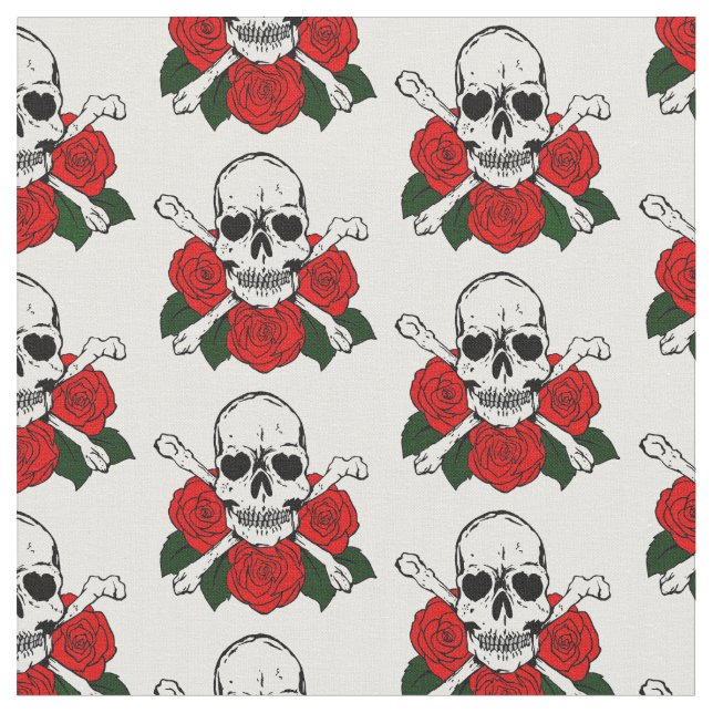 Tela Rosas Skulls (De cerca)