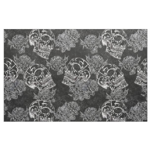 Tela Rosas Skulls y Chalk   Gótica Glam Funky Grunge