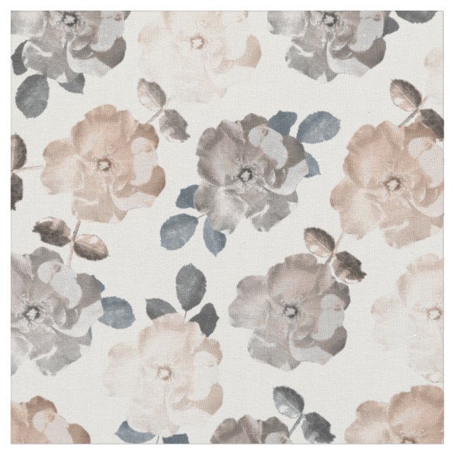 Tela Rosas Vintage Patrón repetido blanco Algodón (De cerca)