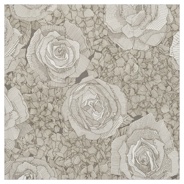 Tela rose hydrangea floral silver tea leather (Retal)