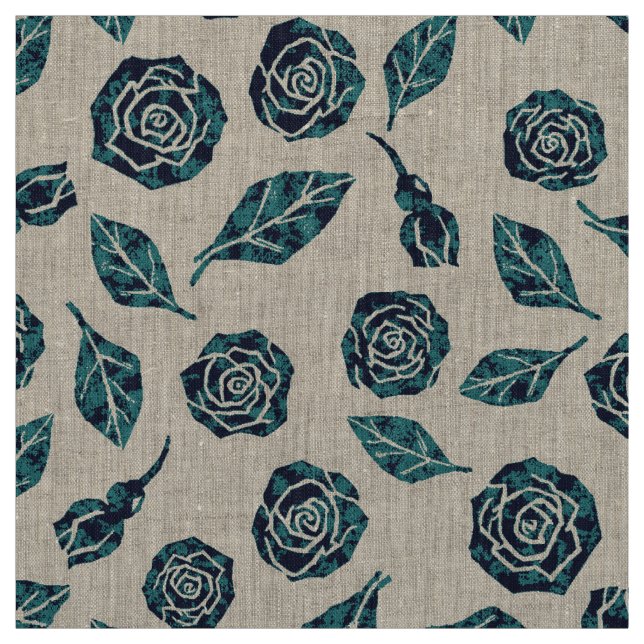 Tela Rose Pandora - Navy Teal (Retal)