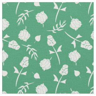 Tela Roses verdes y blancos Roses Rosebud Impresión flo