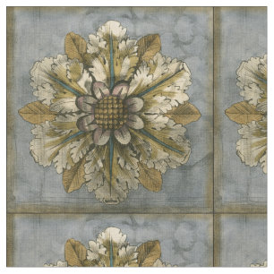 Tela Rosetón decorativo de Demask en fondo gris