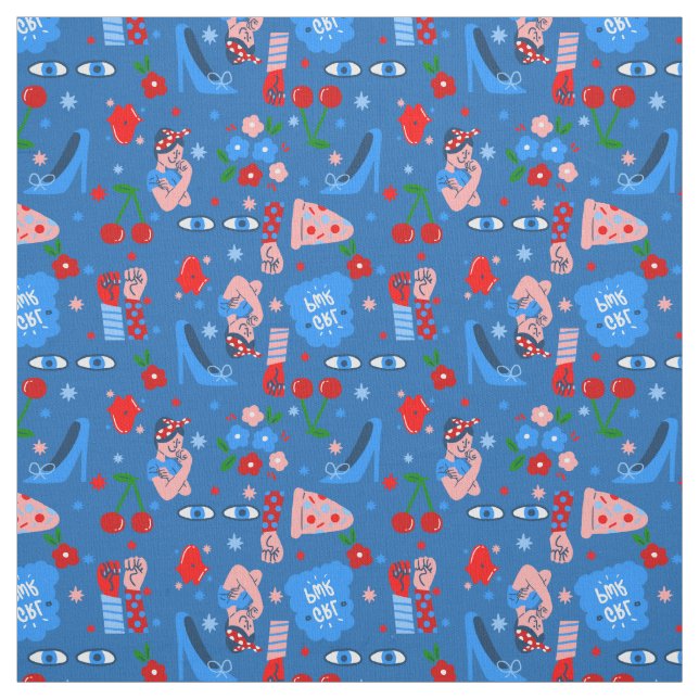 Tela rosie the riveter rockabilly whimsical (Retal)
