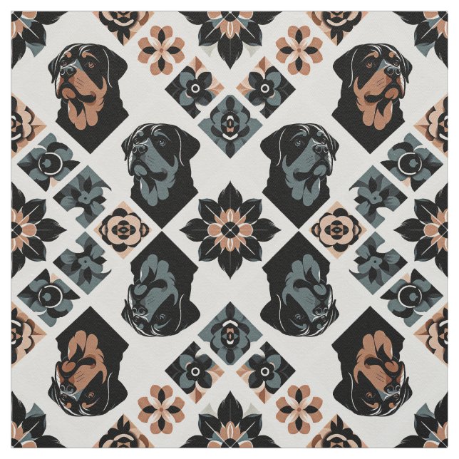 Tela Rottweiler Floral Geometric Pattern (Retal)