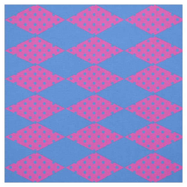 Tela Royal Blue, Magenta Diamond Faux Patchwork Pattern (Retal)