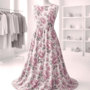 Tela Rubor Rosa Romántico Rosal Vintage Flora Cottageco